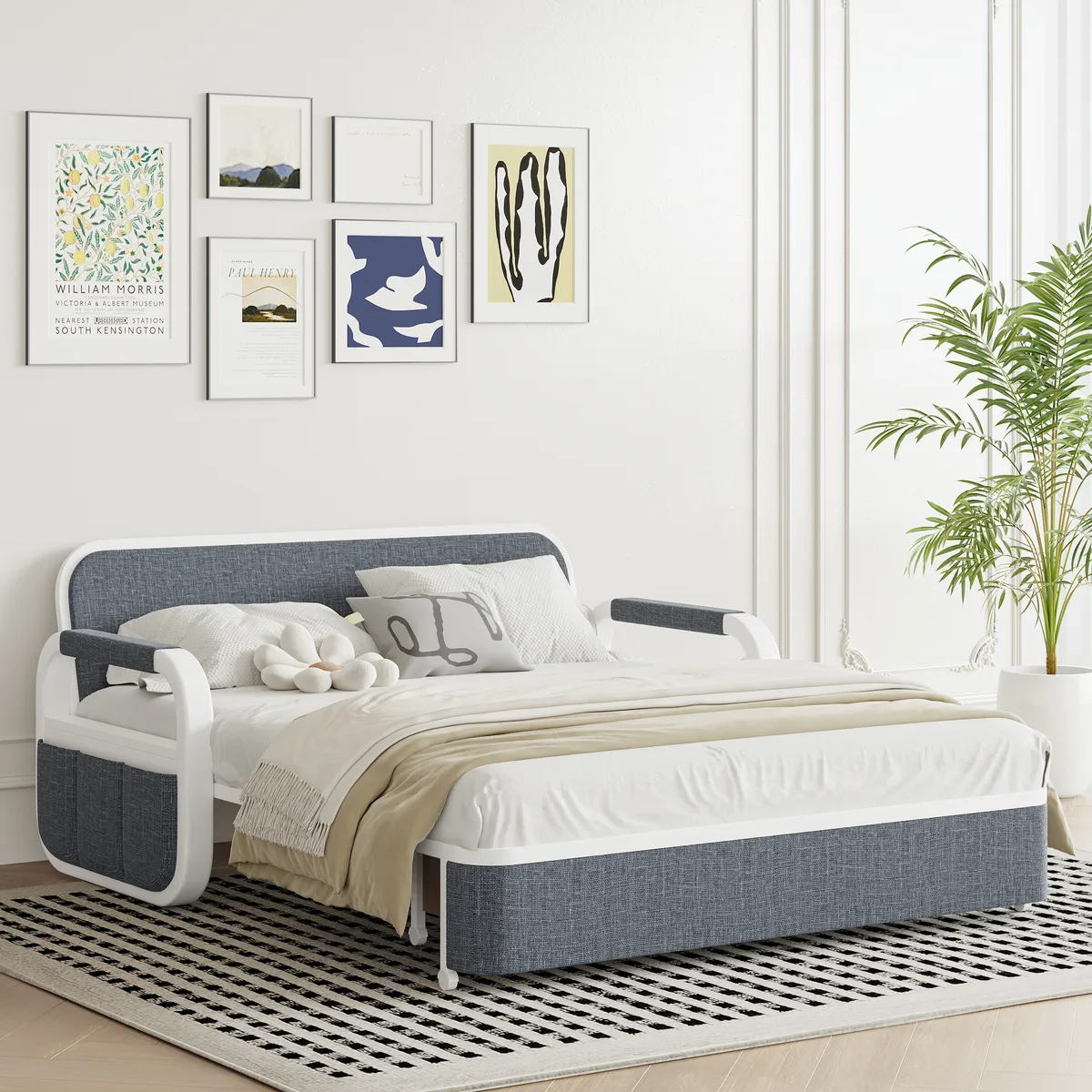 Deep Gray Queen Size Daybed with Storage & Trundle — image 3