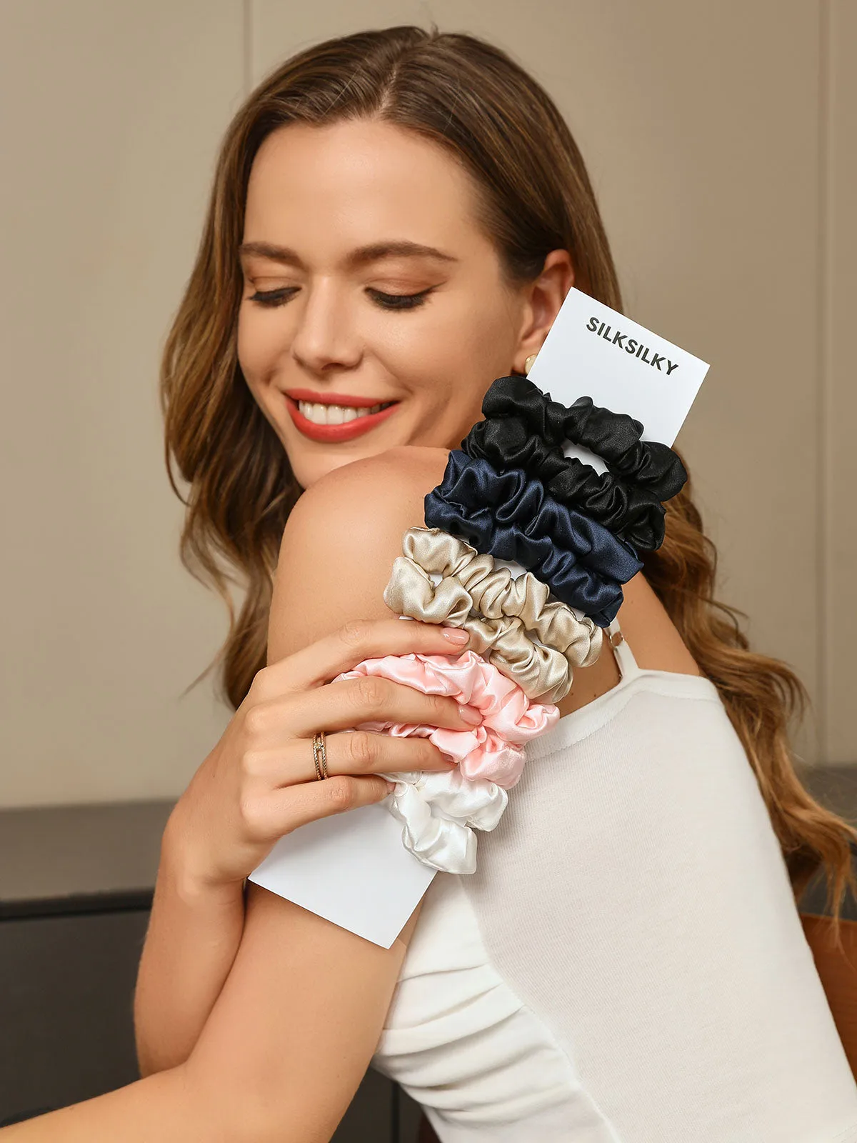 10Pcs Bundle 100% Mulberry Silk Classic Hair Scrunchies — image 3