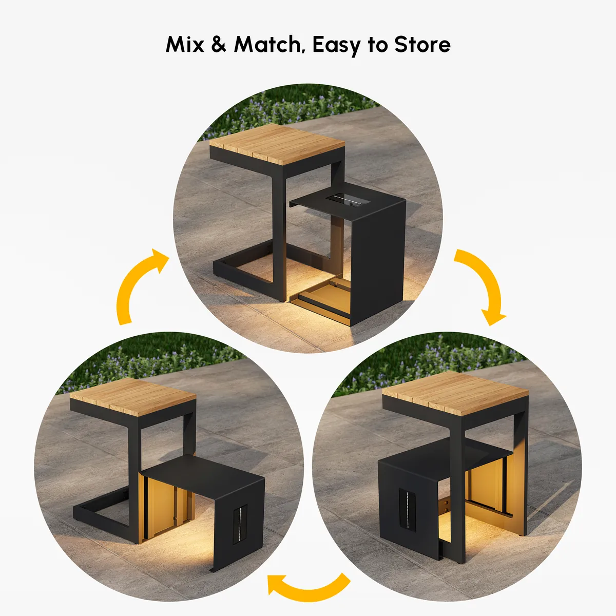 Tevara Outdoor Teak & Aluminum Solar Side Table (17") — image 6