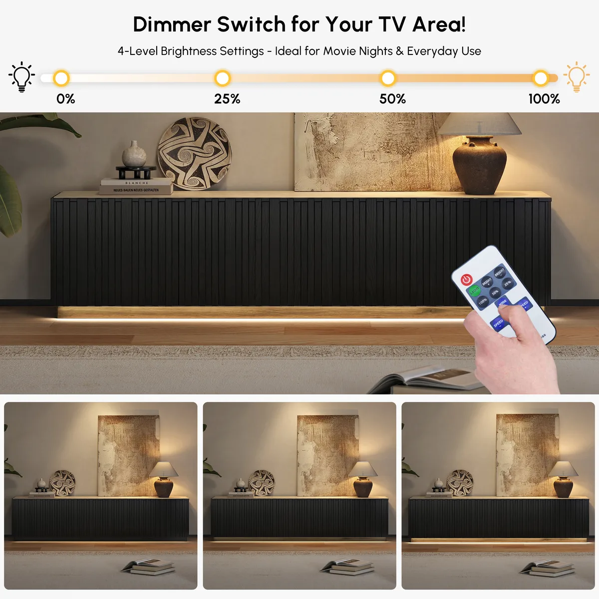 Aura 83" Ash Wood Fluted Smoked Brown TV Stand with Sintered Stone Top — image 19