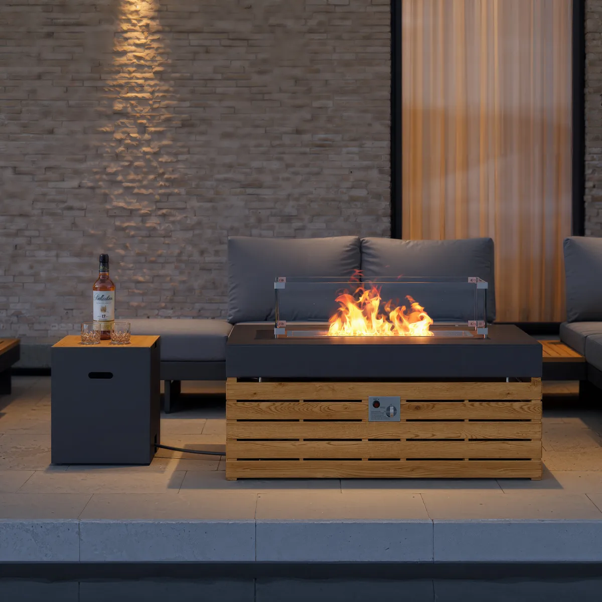 Tevara 39" Propane Gas Fire Pit Table with Glass Propane Gas Tank Cover Table — image 12