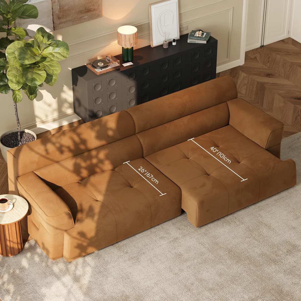 121" Performance Velvet Power Convertible Sleeper Sofa — image 8