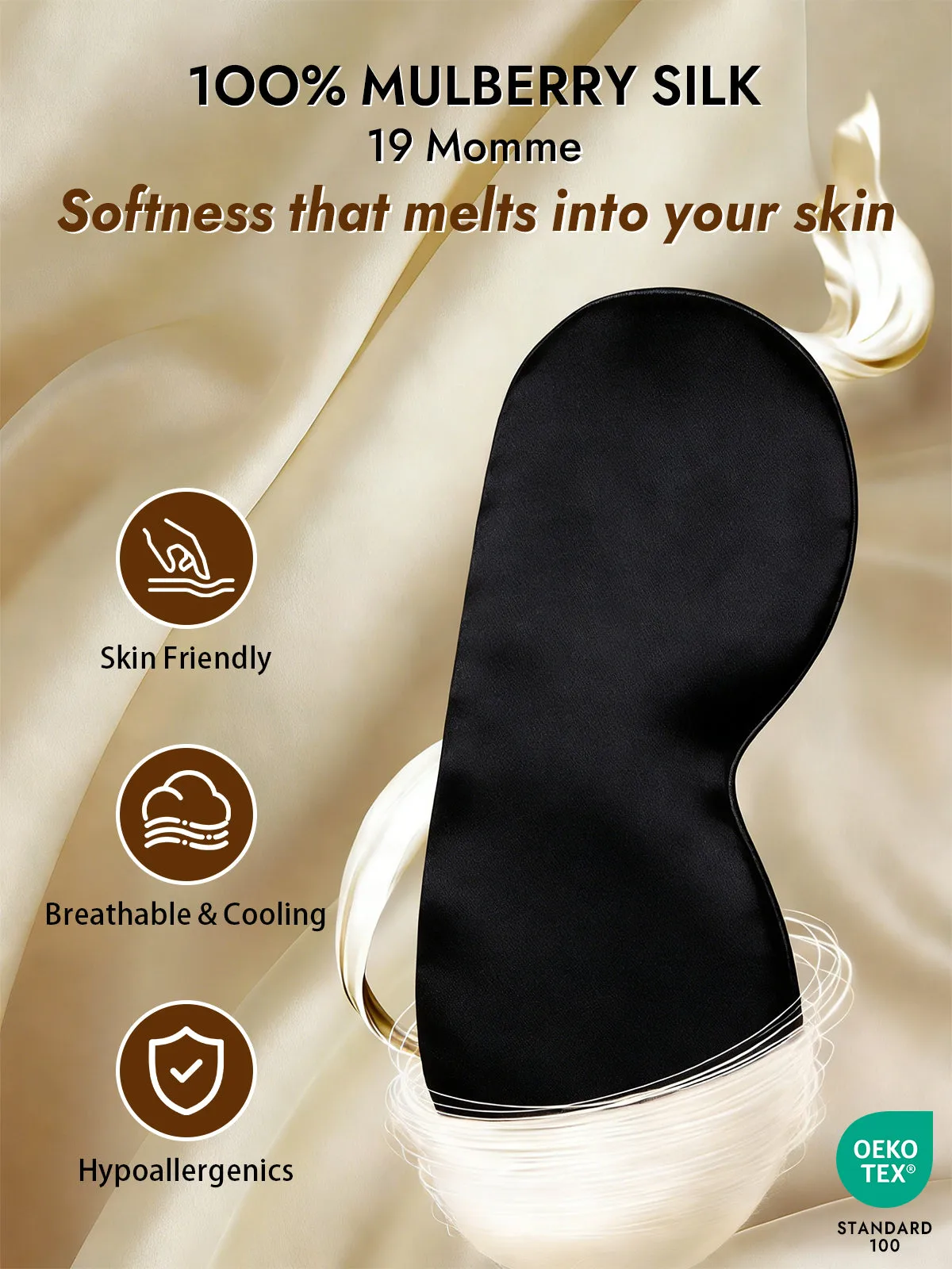 100% Mulberry Silk Elastic Band Sleep Eye Mask — image 3