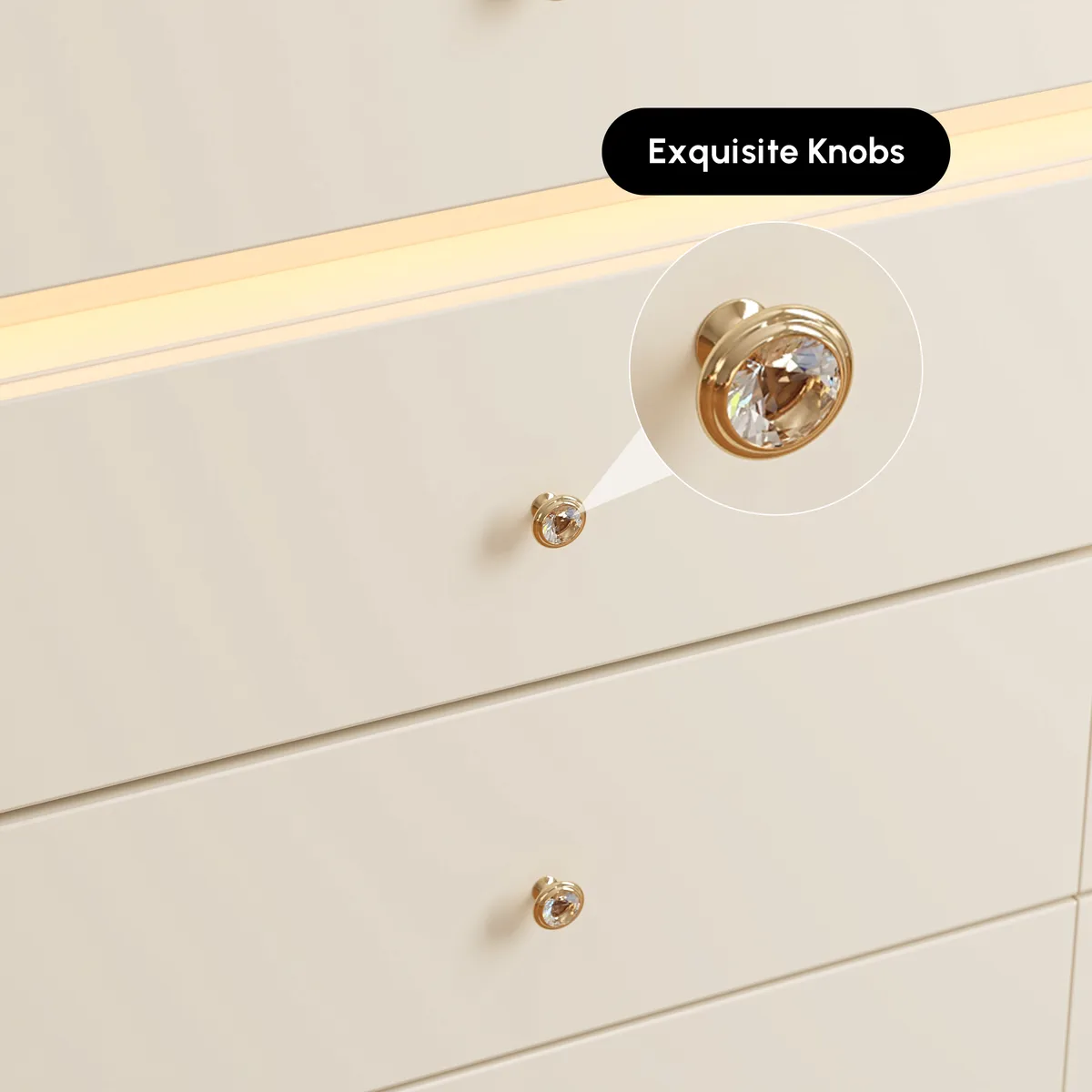 47" Glass Top Walk-in Closet Island 8-Drawer Dresser with Light — image 7