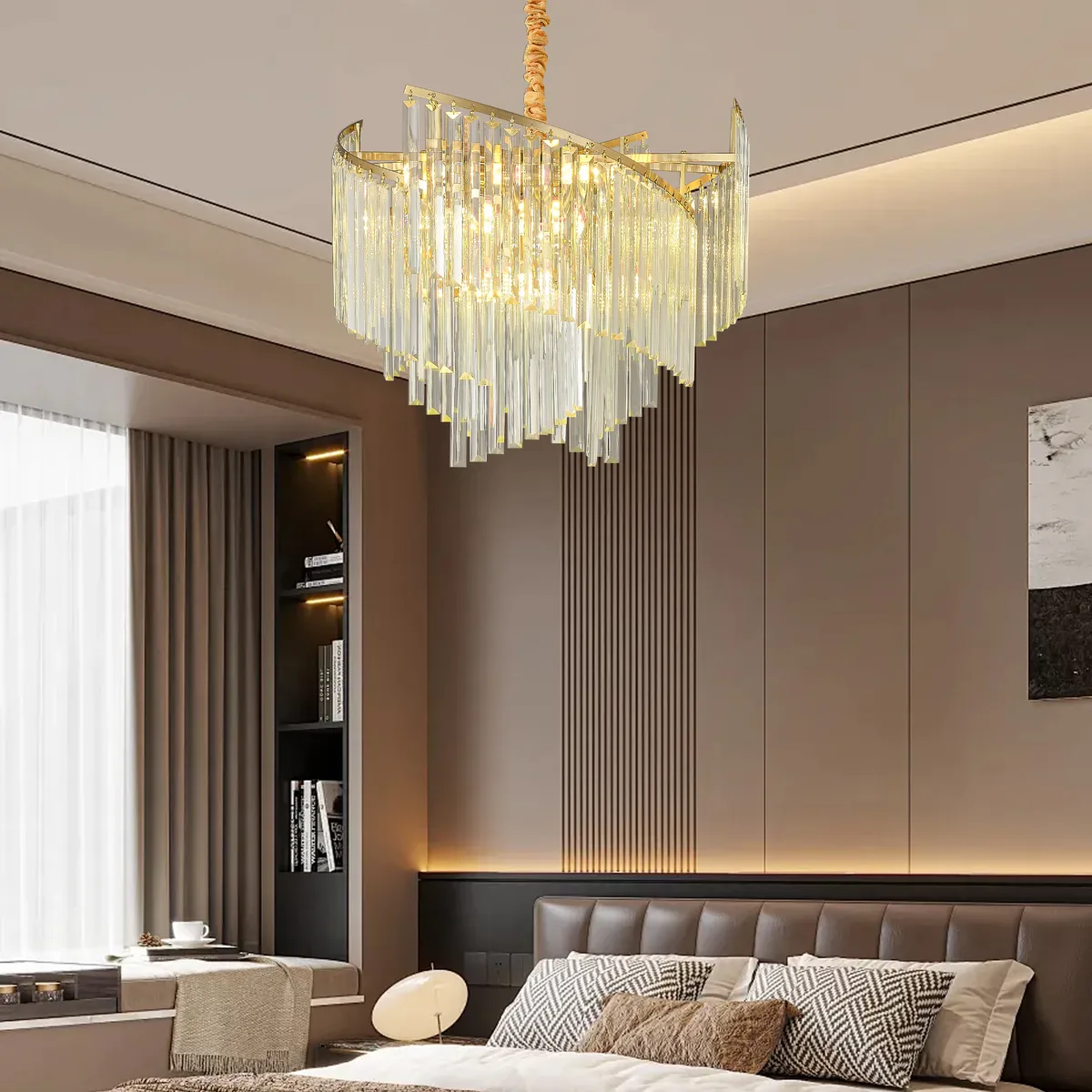 Spiral Art Modern 10-light Crystal Chandelier with Adjustable Chain — image 2