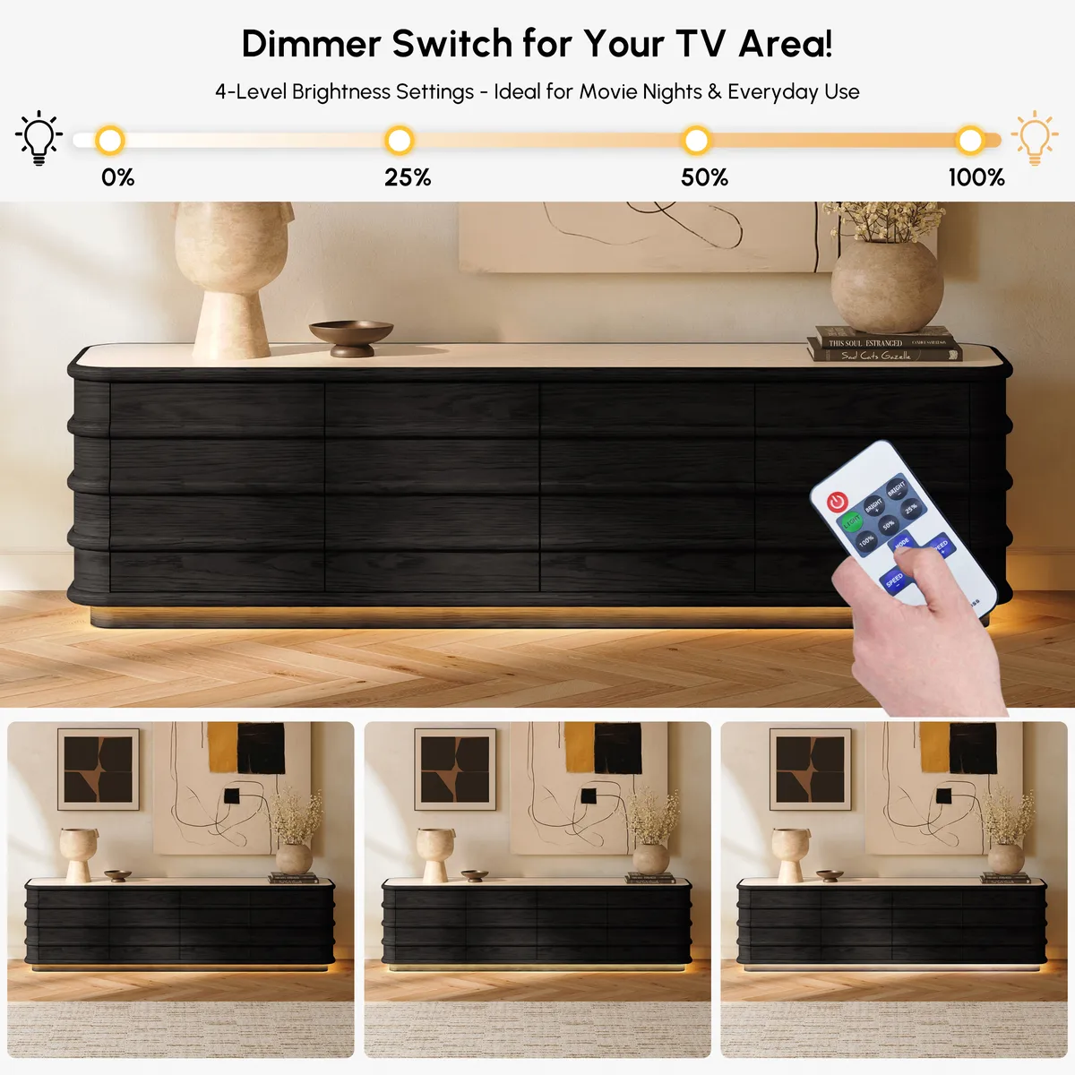 80" Ash Wood TV Stand with Sintered Stone Top — image 7