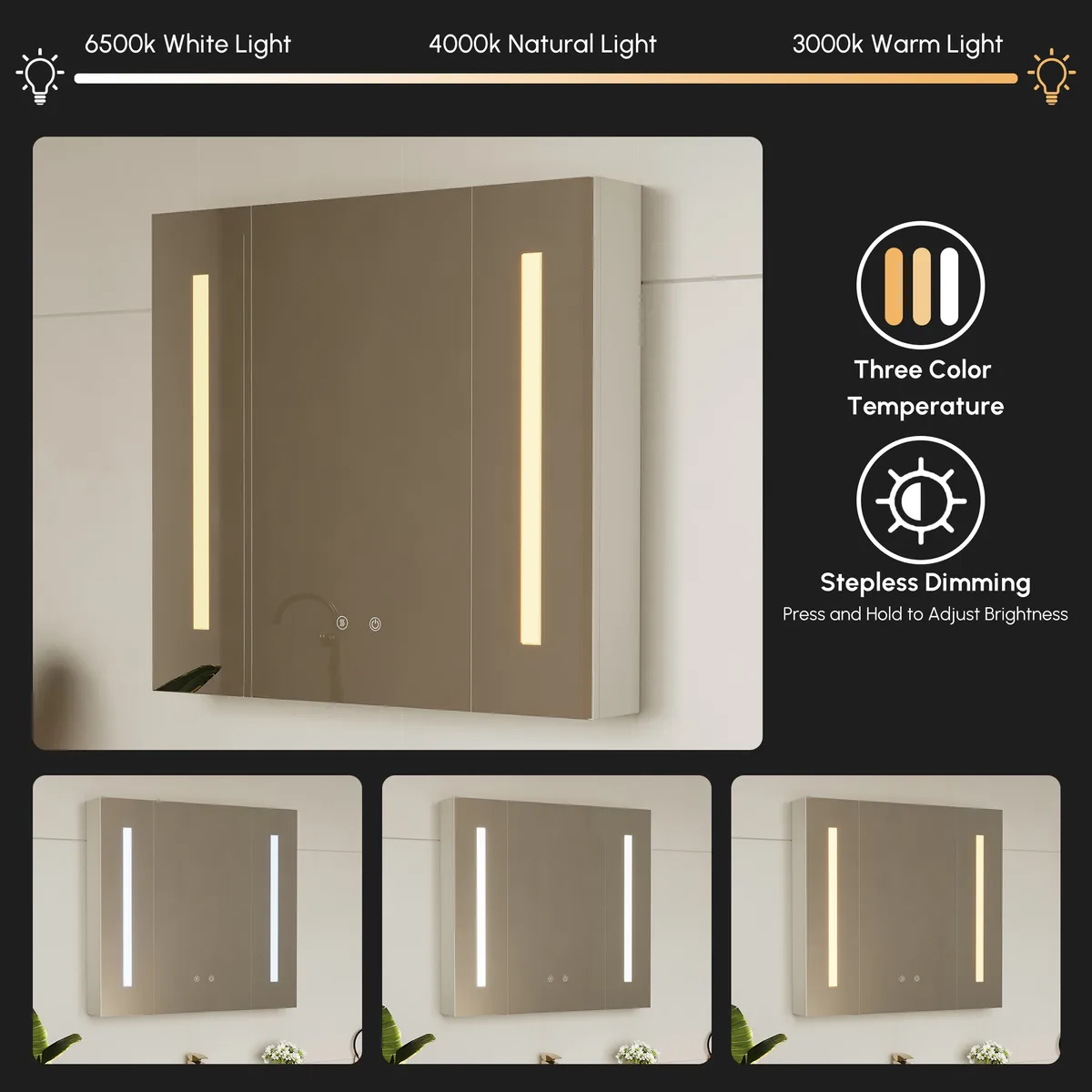 47" Modern Wall-mounted LED Bathroom Medicine Cabinet Vanity Mirror with Storage — image 10