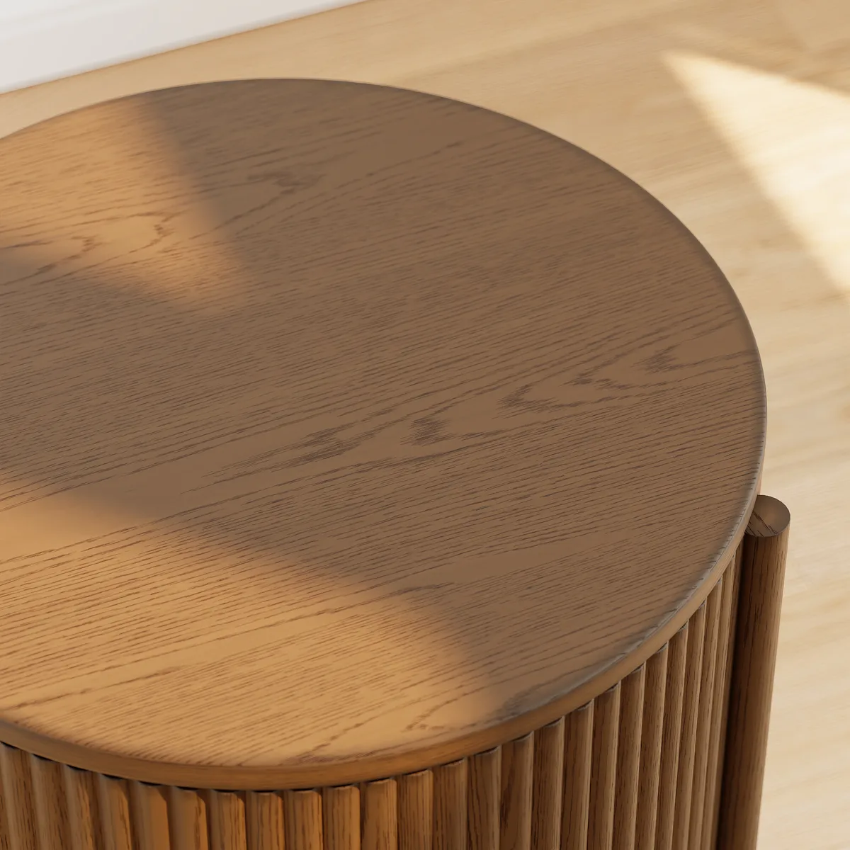Round Fluted Side Table with Storage — image 15