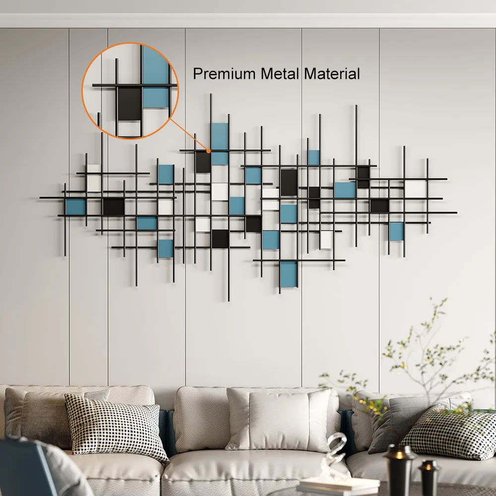 51.2"W Modern Luxury Style Black Metal Wall Decor Home Art in Living Room — image 9