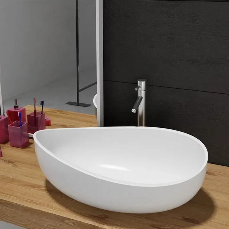 Bathroom Stone Resin Oval Vessel Sink Modern Art Sink