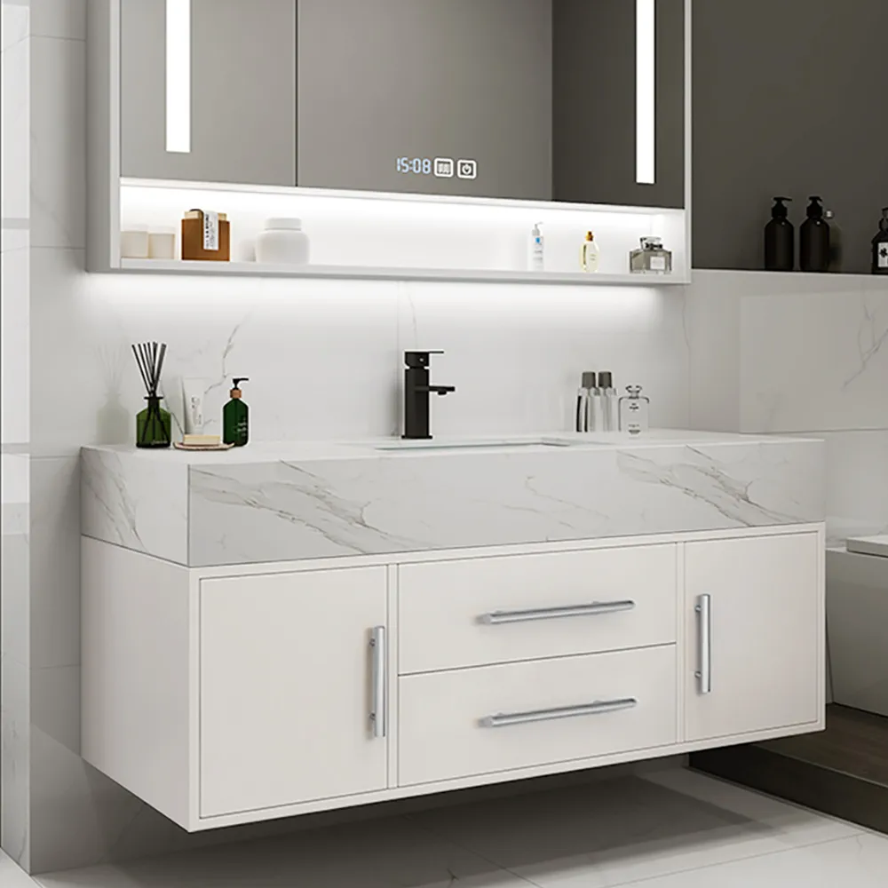 39.3" Walnut Bathroom Vanity & LED Medicine Cabinet Set — image 24