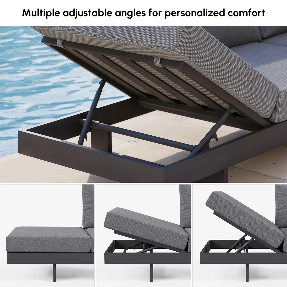 Tevara 47" 5-Pieces Modular Teak Outdoor Sofa Set with Smokeless Fire Pit for 6 Person — image 17