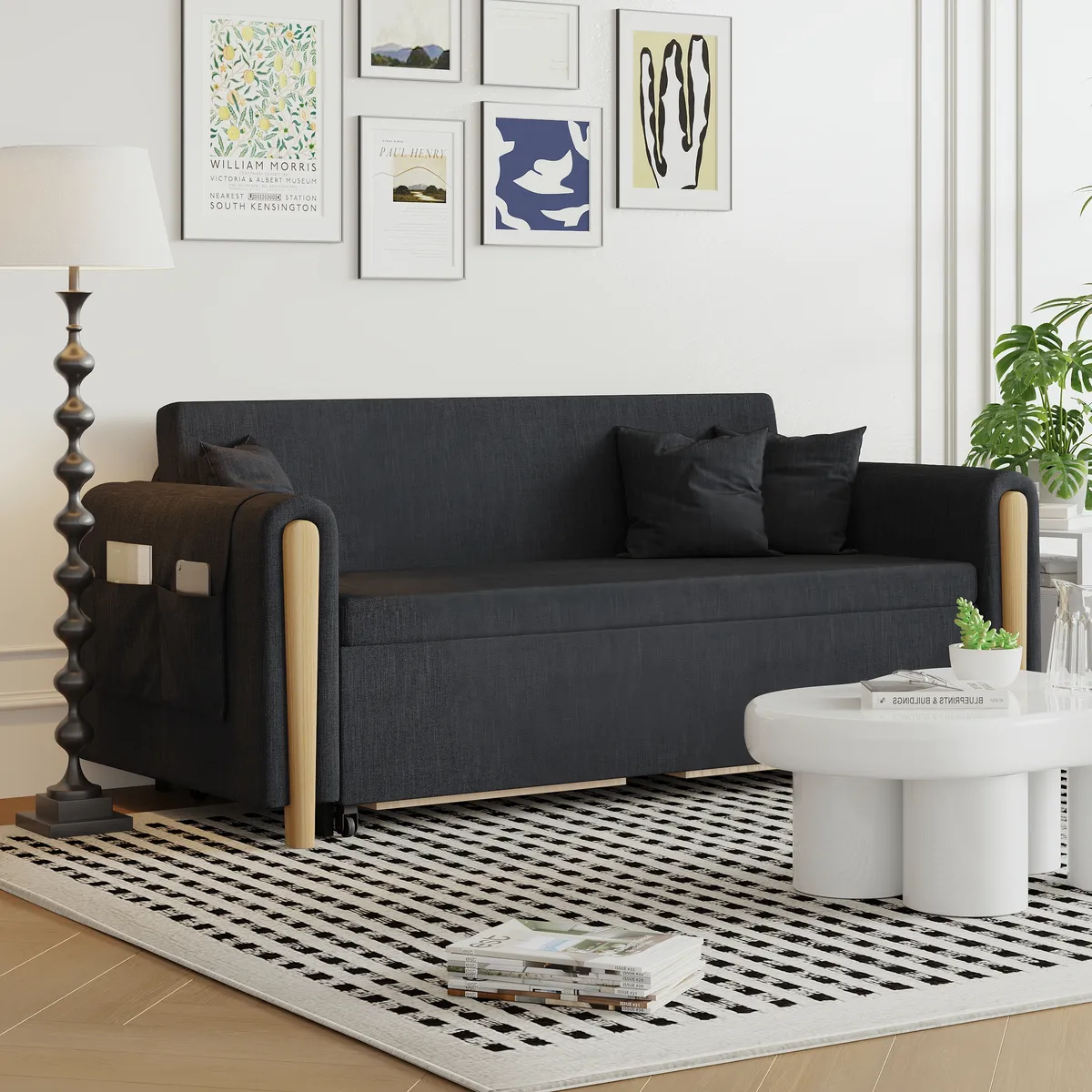Black Upholstered King Size Daybed with Trundle — image 4
