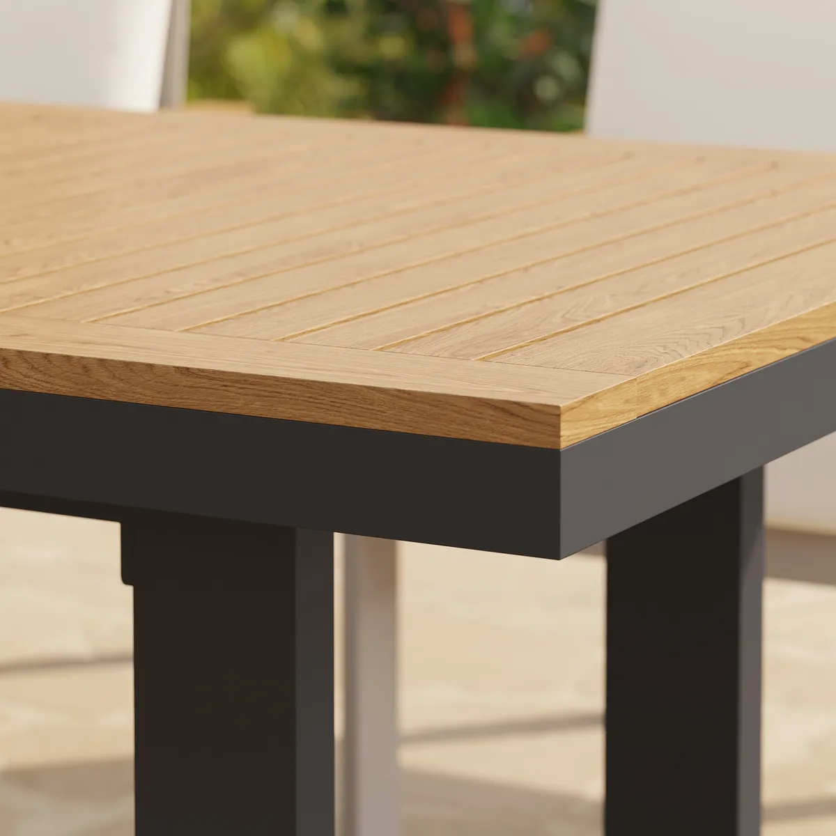 Tevara 6-Person Rectangle Teak & Aluminum Outdoor Patio Dining Table — image 9
