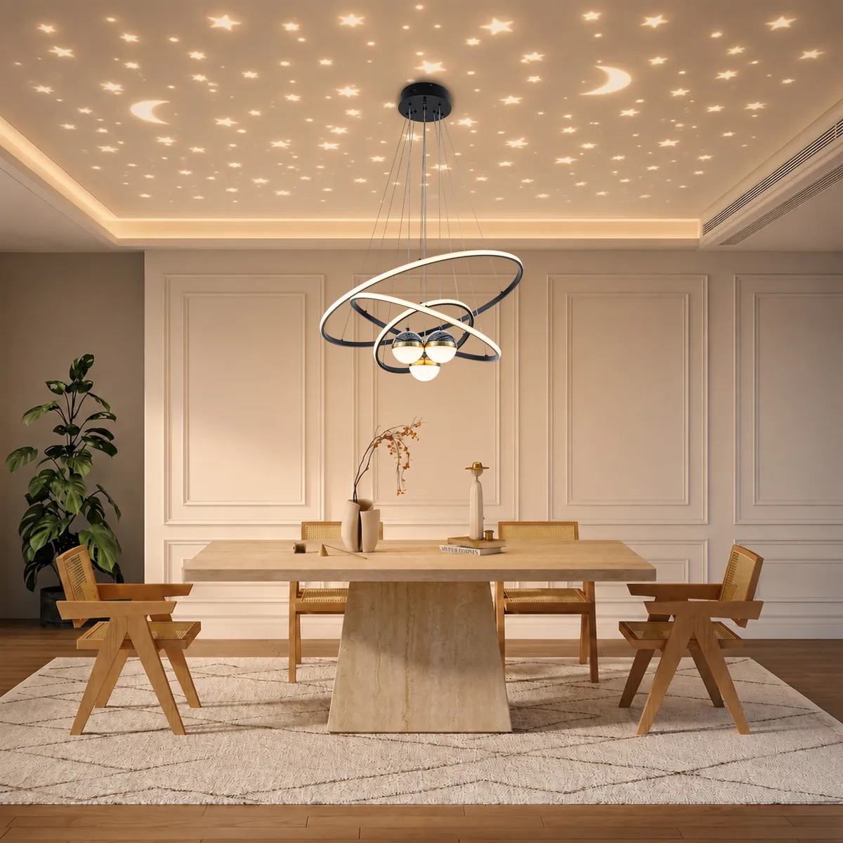 24" 5-Light LED Chandelier with Starry Projection, Dimmable & Adjustable — image 14