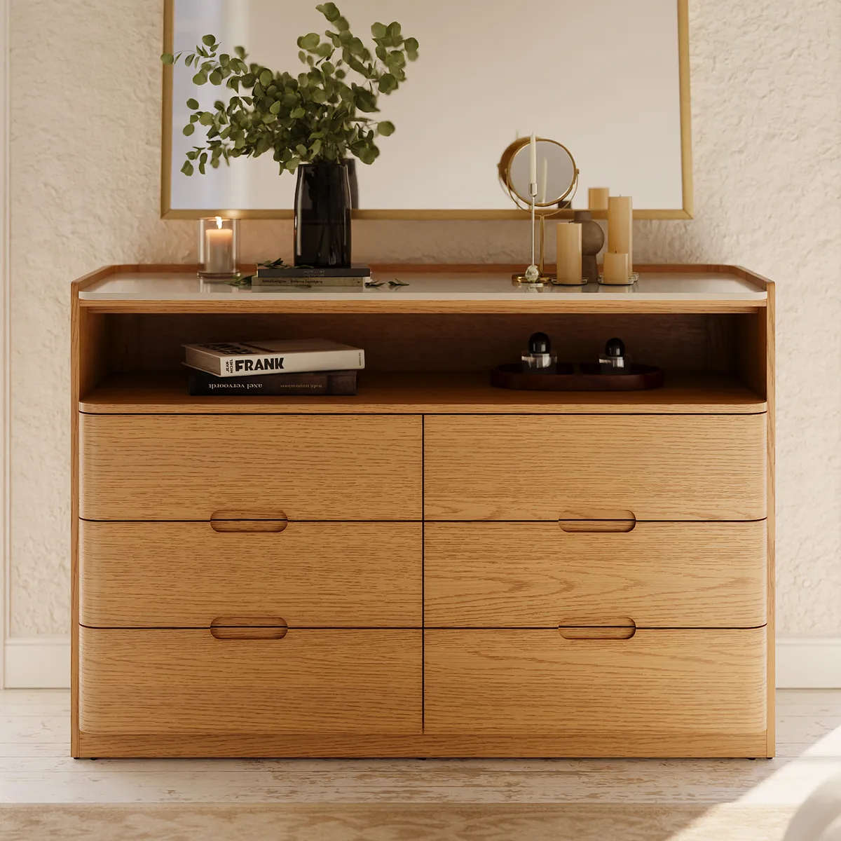 Arvona 47" 6-Drawer Dresser with Sintered Stone Top