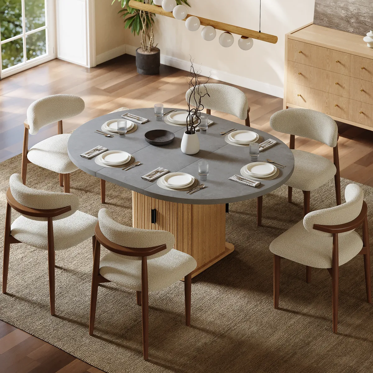 47"-63" Gray Extendable Dining Table Set — image 11