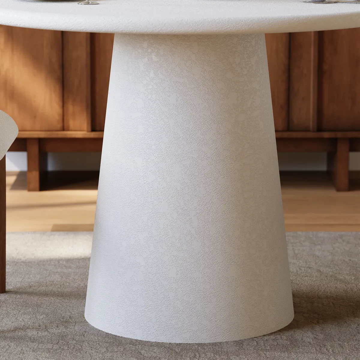 Modern 32" Round Fiberglass Dining Table with Sculptural Pedestal Base, Seats 2 — image 9