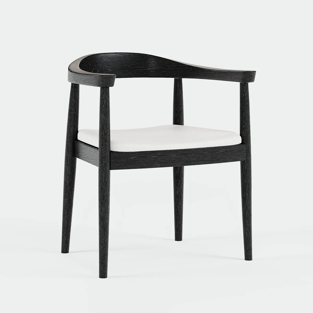 Modern Curved Back 4-Piece Dining Chair Upholstered Leather Walnut Wooden Armchair — image 19