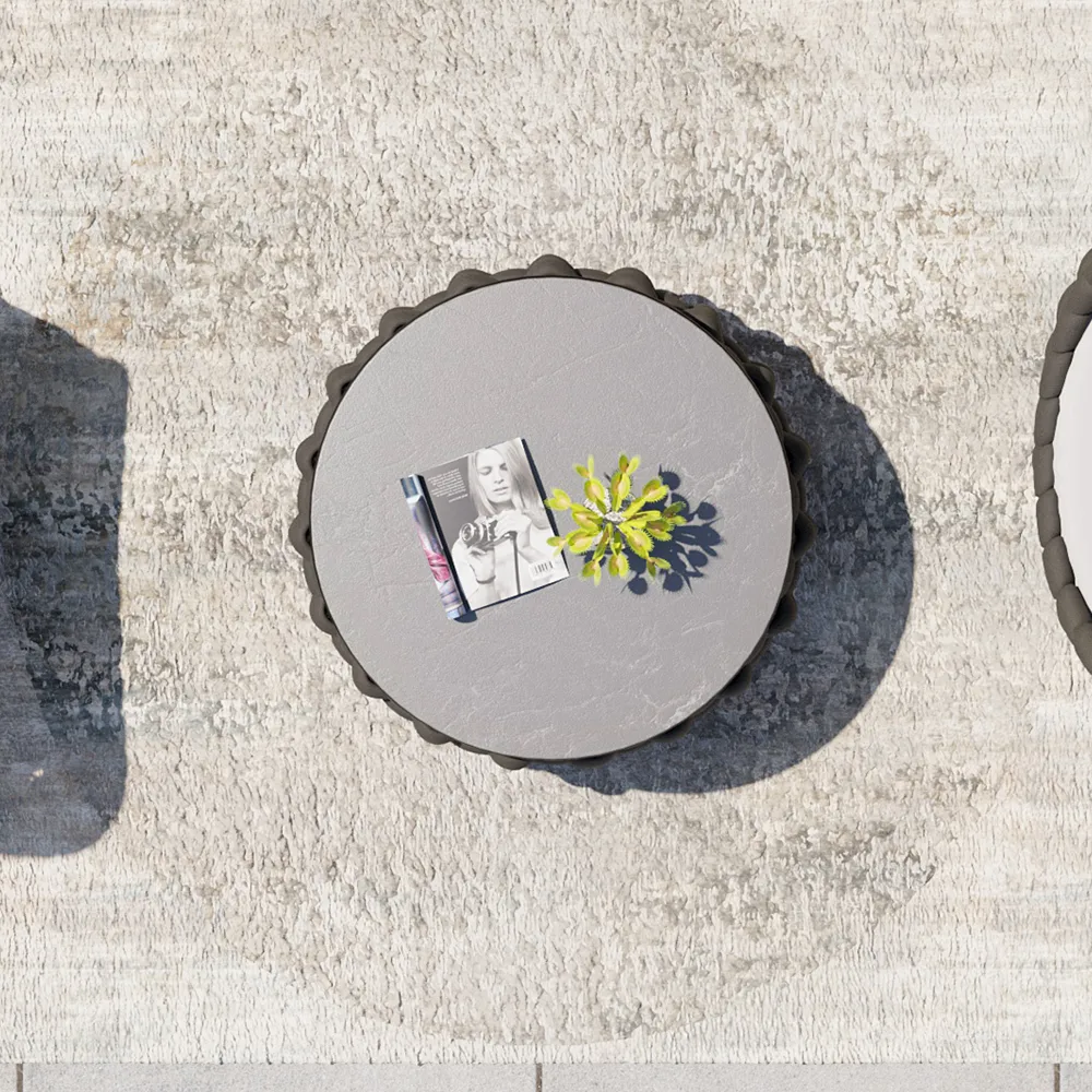 Tatta Modern Top Round Outdoor Coffee Table with Woven Rope Base & Storage — image 3