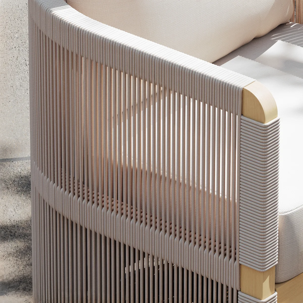 Costra Outdoor Aluminum & Rope Weave Swivel Dining Chairs — image 8