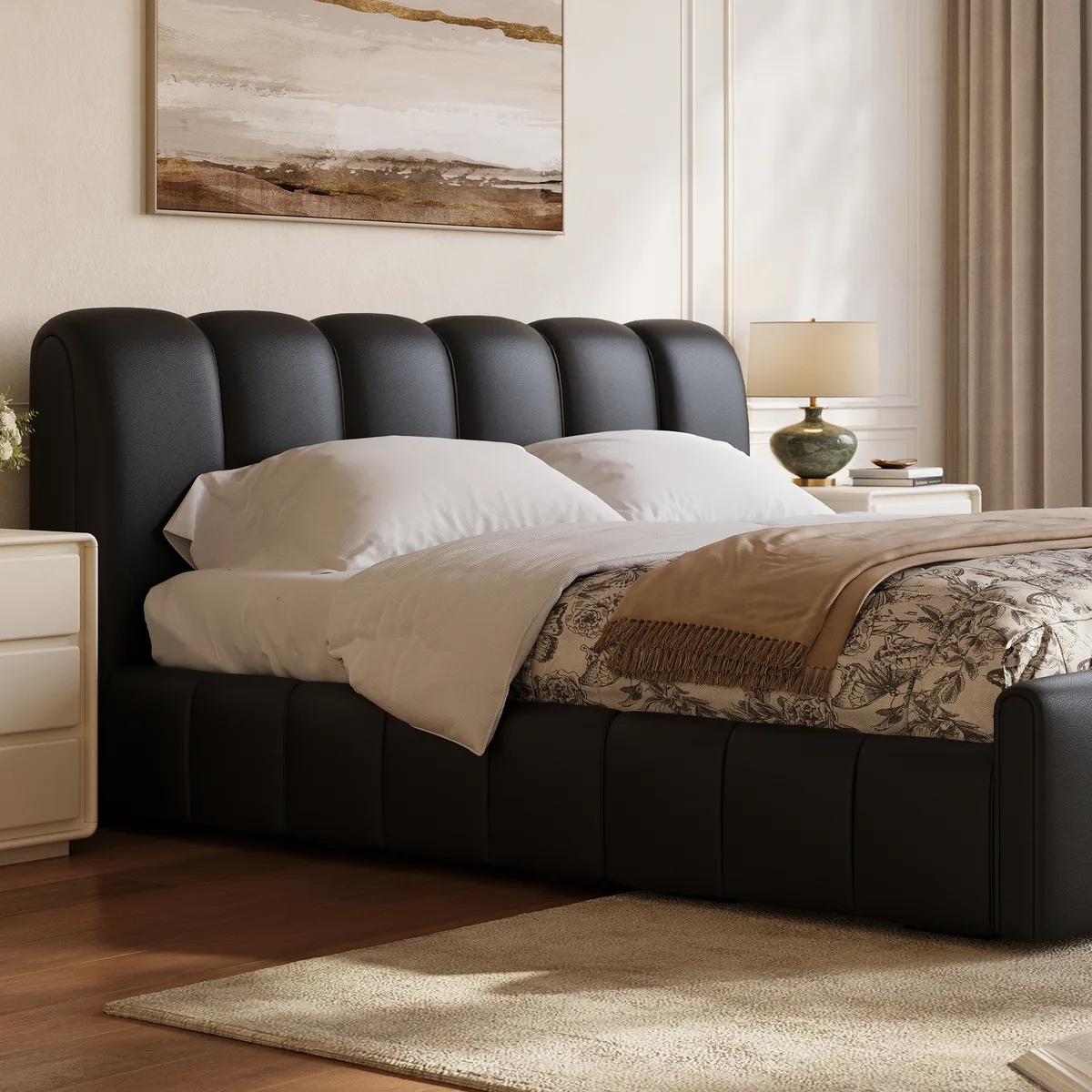 Humply Queen Faux Leather Storage Bed with Drawers — image 11