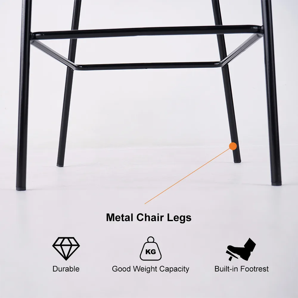 Modern PU Leather Counter Stool Black with Back & Footrest — image 6