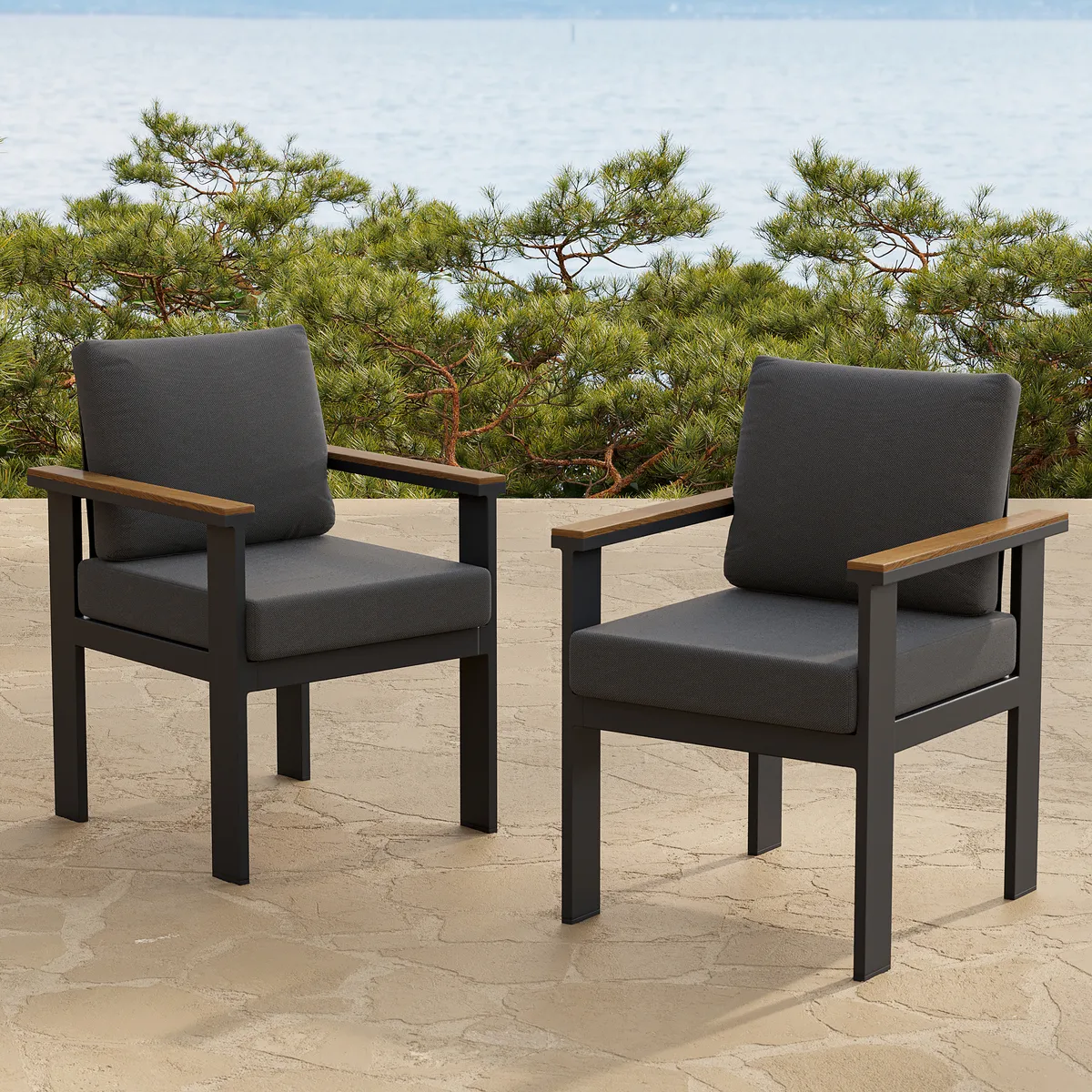 Tevara Outdoor Teak & Aluminum Dining Chairs — image 2