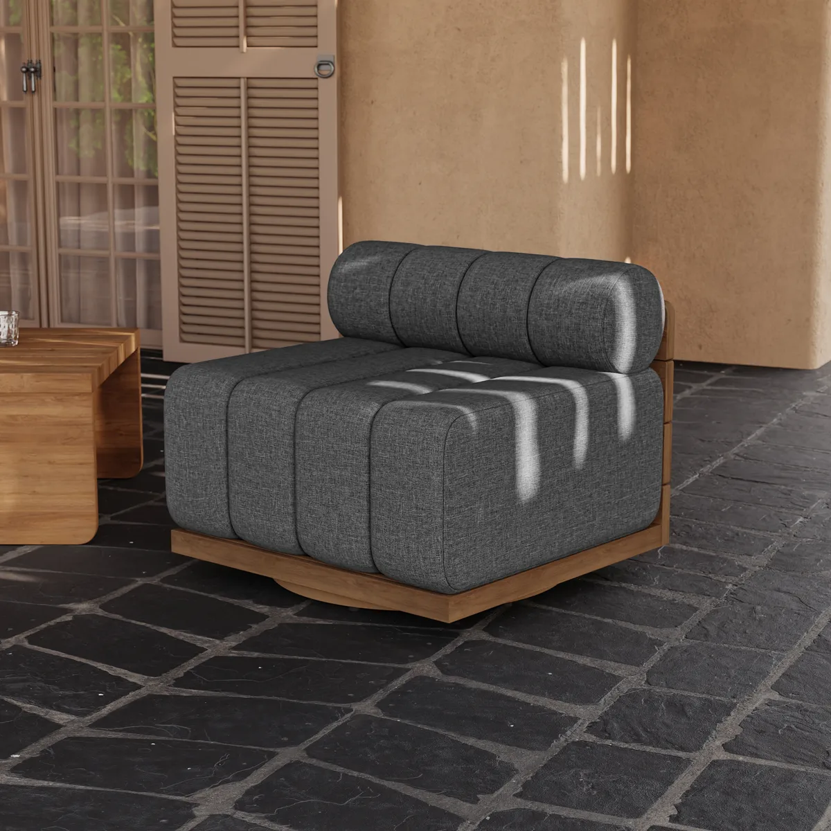 Resaro Teak Outdoor Swivel Chair Dark — image 14