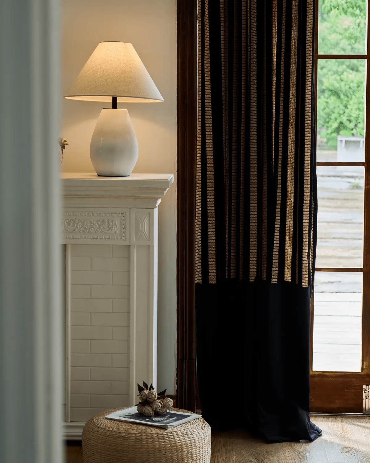 Renee Striped Linen Velvet Color Block Custom Curtain — image 4