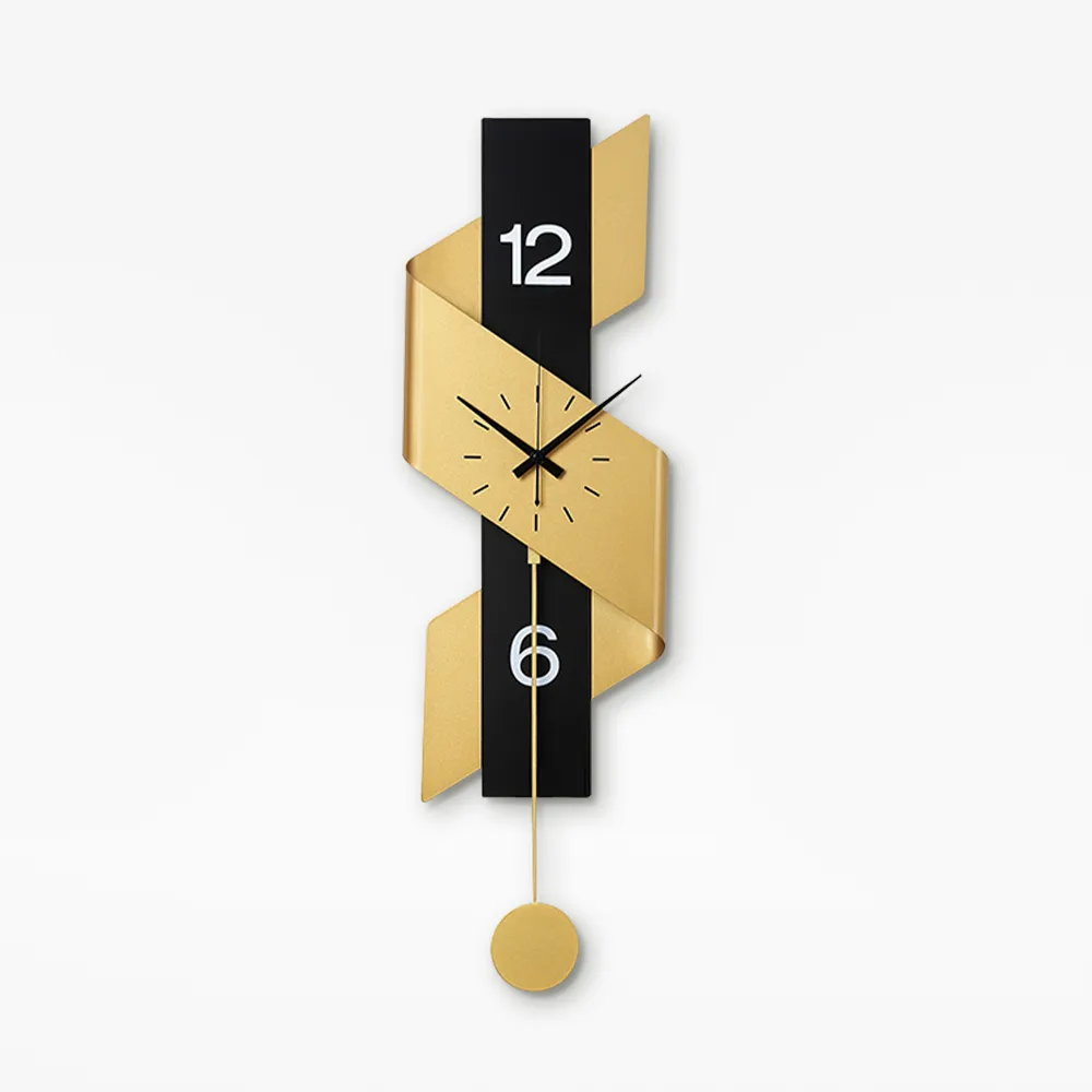 34.3" Modern Geometric Gold & Black Digital Wall Clock Oversized Wall Decor For Living Room — image 7