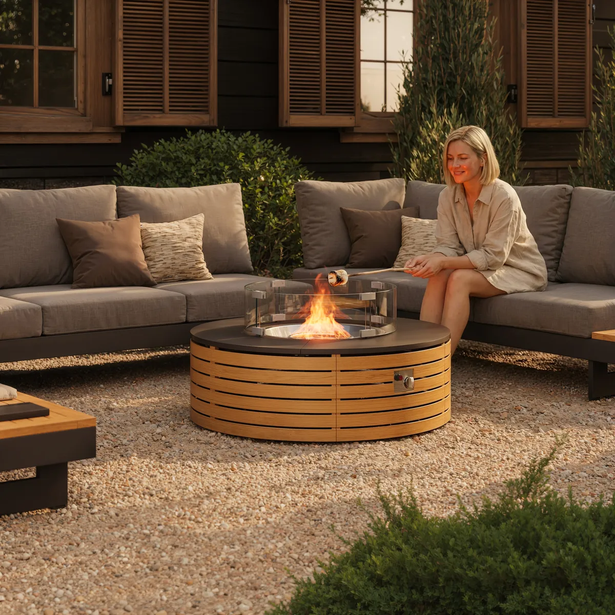 Tevara 39" Round Smokeless Propane Patio Fire Pit Table All Weather — image 3