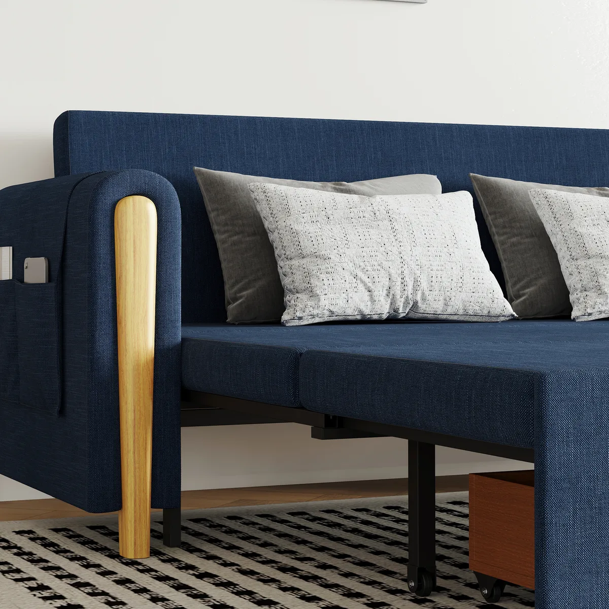 Black Upholstered King Size Daybed with Trundle — image 20