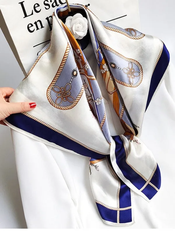 100% Mulberry Silk Printed Square Shawl Scarf 88*88cm — image 13