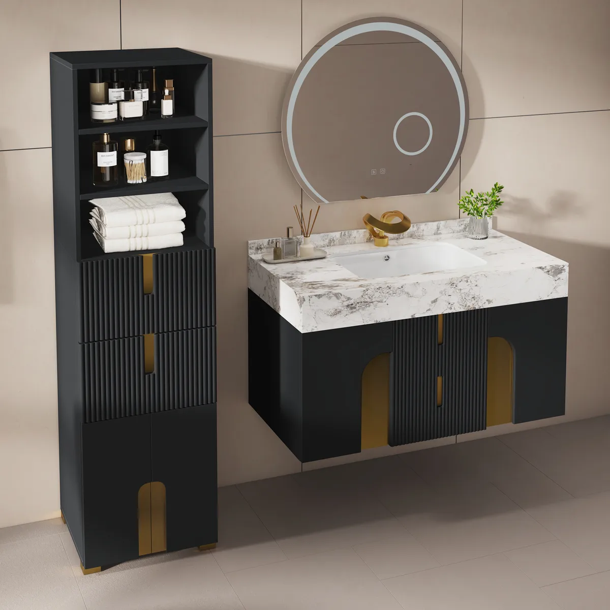 Artis 36" Single Bathroom Vanity & 59" Bathroom Storage Cabinet Set — image 22