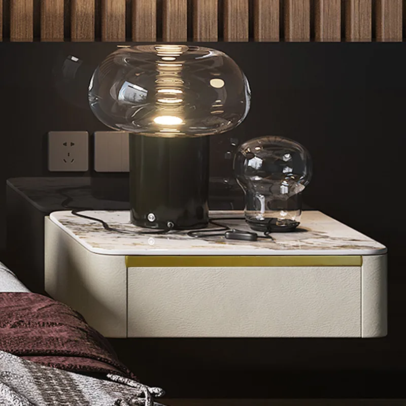 Modern Floating Corduroy Smart Nightstand Bedside Table with Light — image 19