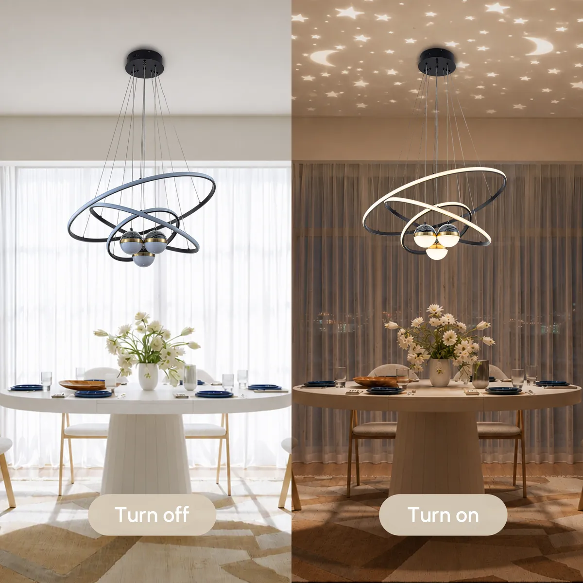 24" 5-Light LED Chandelier with Starry Projection, Dimmable & Adjustable — image 17