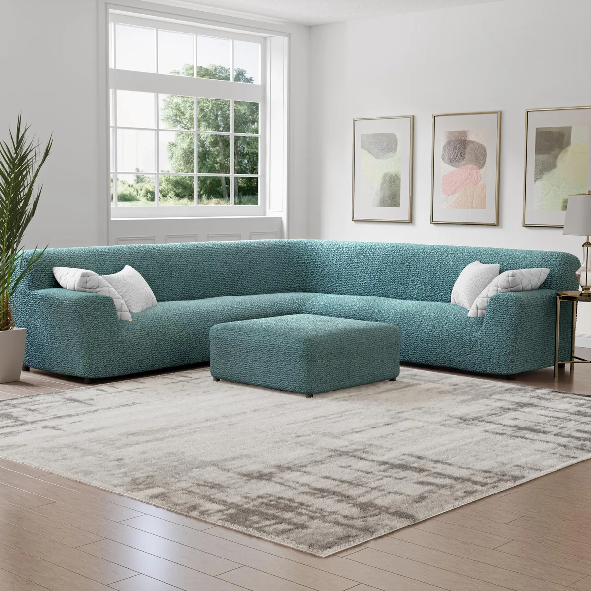 Oversized Corner Sectional Couch Cover - 1-Piece Furniture Protector - Form Fit, Machine Washable -MicrofibraCollection — image 4