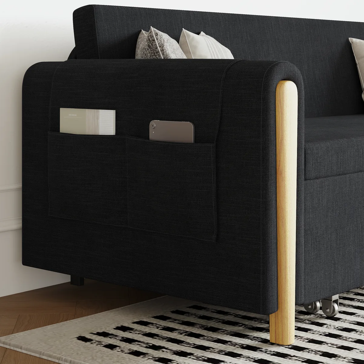 Black Upholstered King Size Daybed with Trundle — image 28