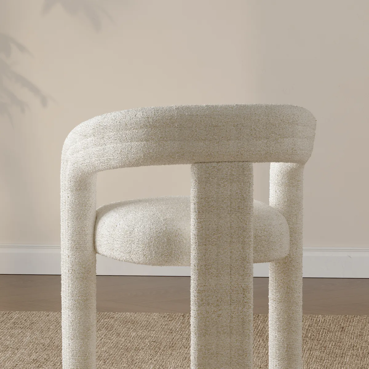 Set of 4 Sherpa Dining Chair Back C-Shaped Modern Gray Dining Room Chair with Lamb Wool Upholstered — image 19
