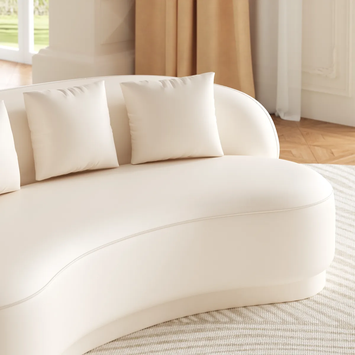 Modern Leather Upholstered Sofa 3-Seater Sofa — image 17