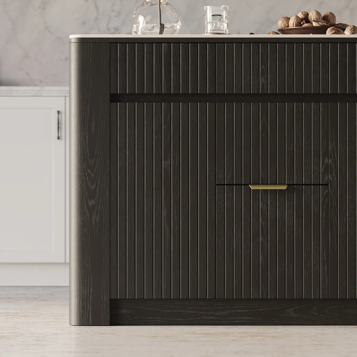 72" Sintered Stone Top Solid Wood Kitchen Island with Storage — image 8