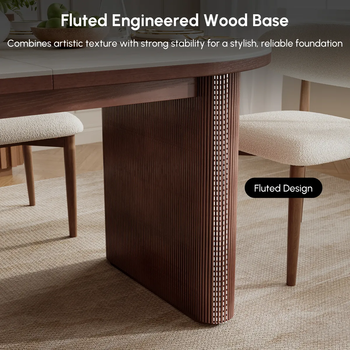 Dining Set 79"-95" Extendable Walnut Table — image 6