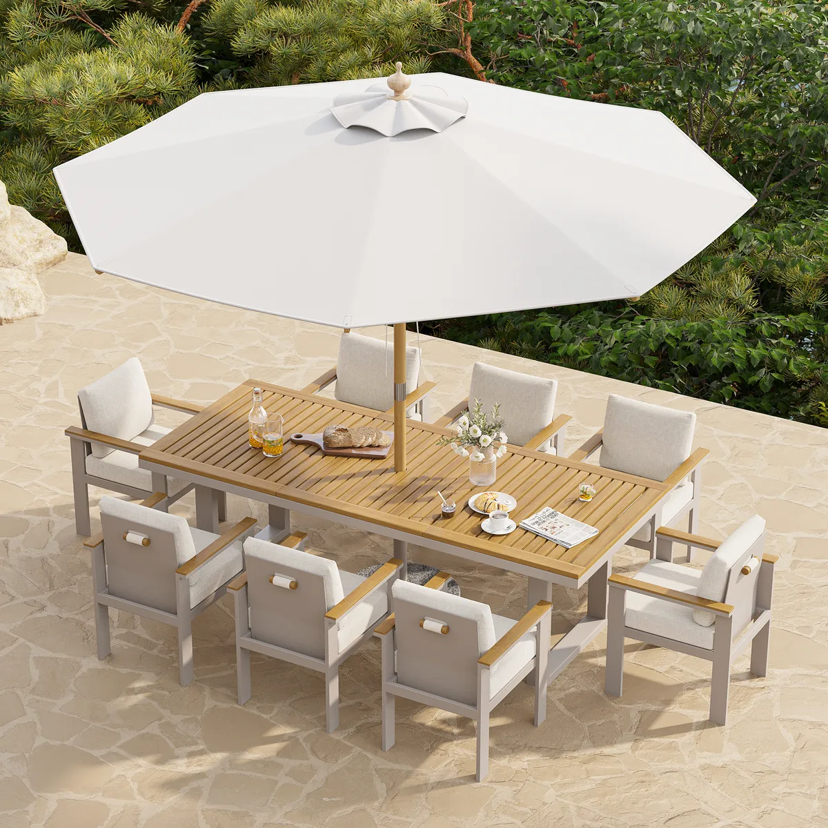 Tevara Outdoor Teak & Aluminum Dining Chairs — image 23