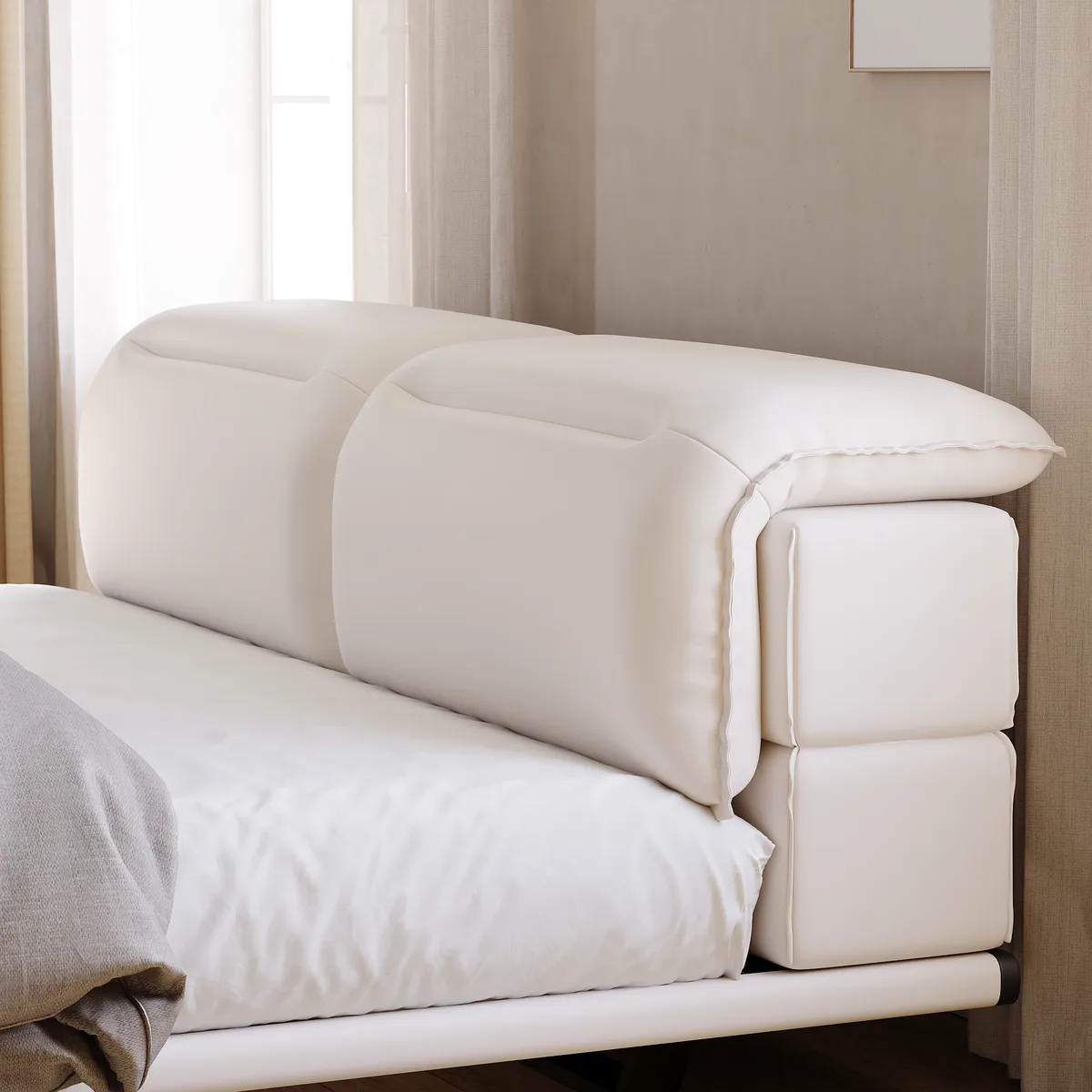 Modern King Size Floating Bed Frame with Light & Adjustable Headboard — image 17