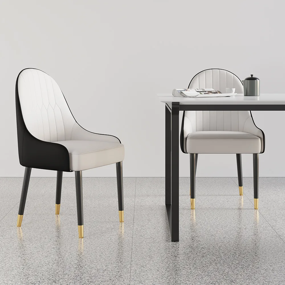 Darg Modern PU Leather 6-Piece Dining Chairs in White & Gray with Metal Legs — image 12