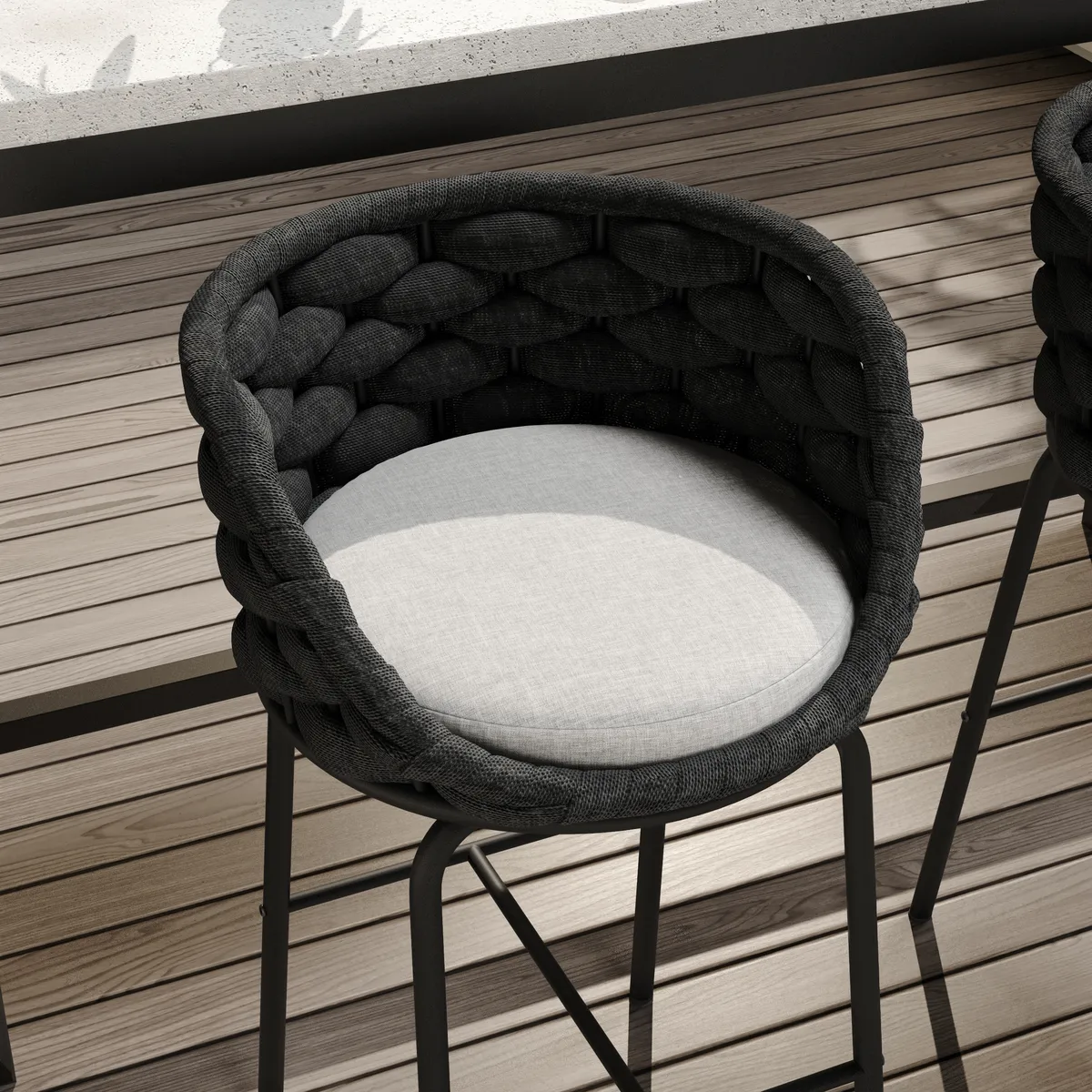 2 PCS Woven Rope Patio Bar Stool Modern Yard & Patio Chairs — image 6