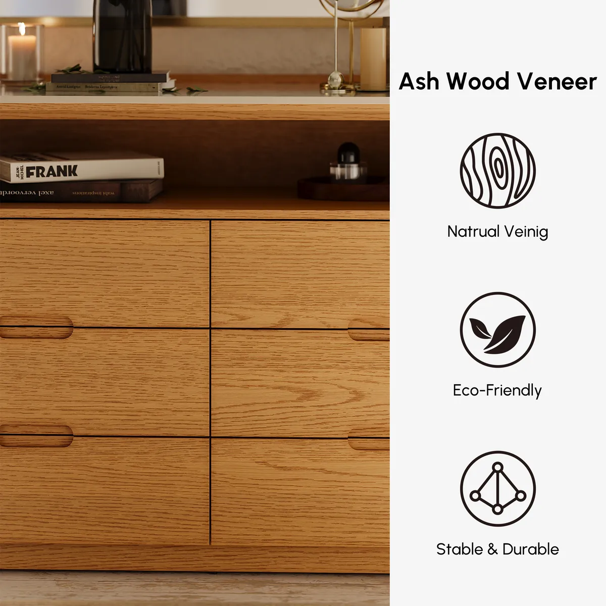 Arvona 47" 6-Drawer Dresser with Sintered Stone Top — image 6