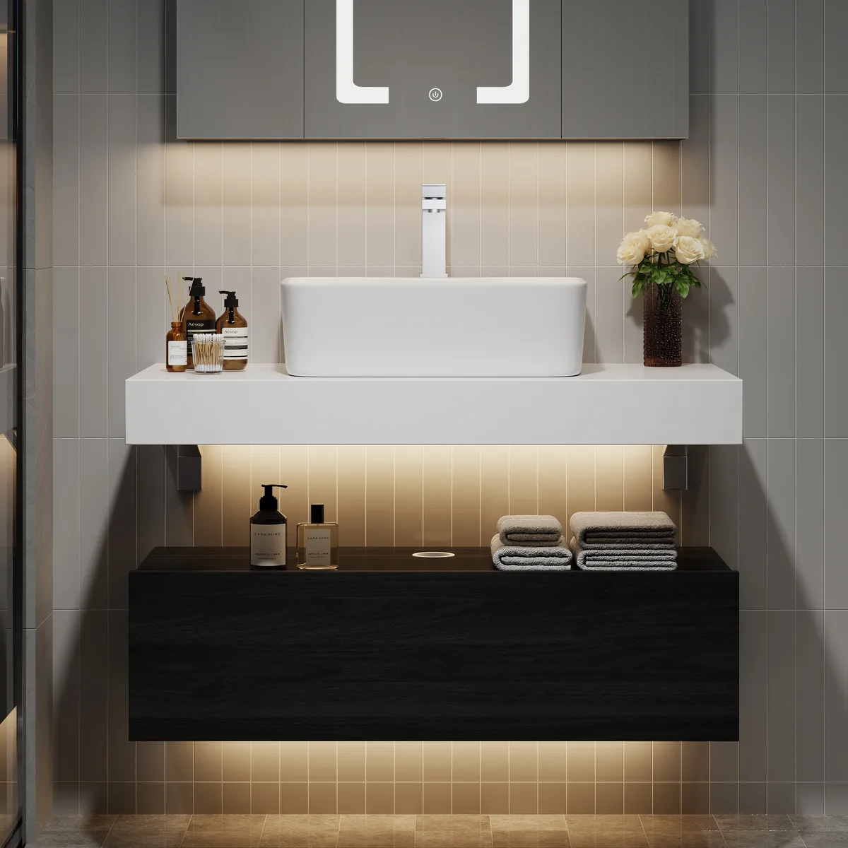 35.4" Floating Bathroom Vanity Set with Single Sink