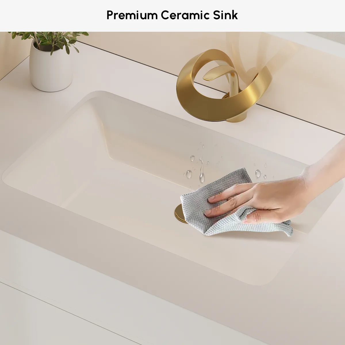 39" Modern Floating Bathroom Vanity White & Natural with Sink — image 8